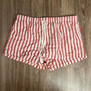 Striped Red and White Women's Shorts